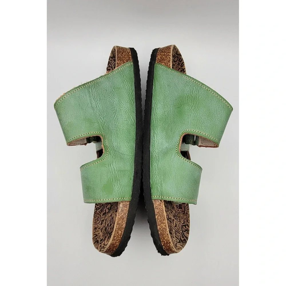 TMA Eyes Green Cork Bed Sandals Size 9 (EU 40) Hand Stitched Comfort Slides - Picture 4 of 11